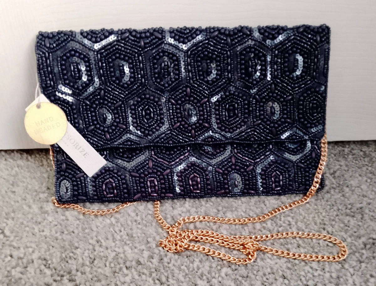 Monsoon navy clutch bag on sale