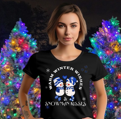 Warm Winter Wishes & Snowman Kisses T-Shirt/Hoodie, Unisex S - 3XL Snowman - Bild 3 von 25