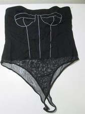 NWT Fashion Nova Womens Size 1X Teddy Bodysuit Black Wireless Strapless Sheer