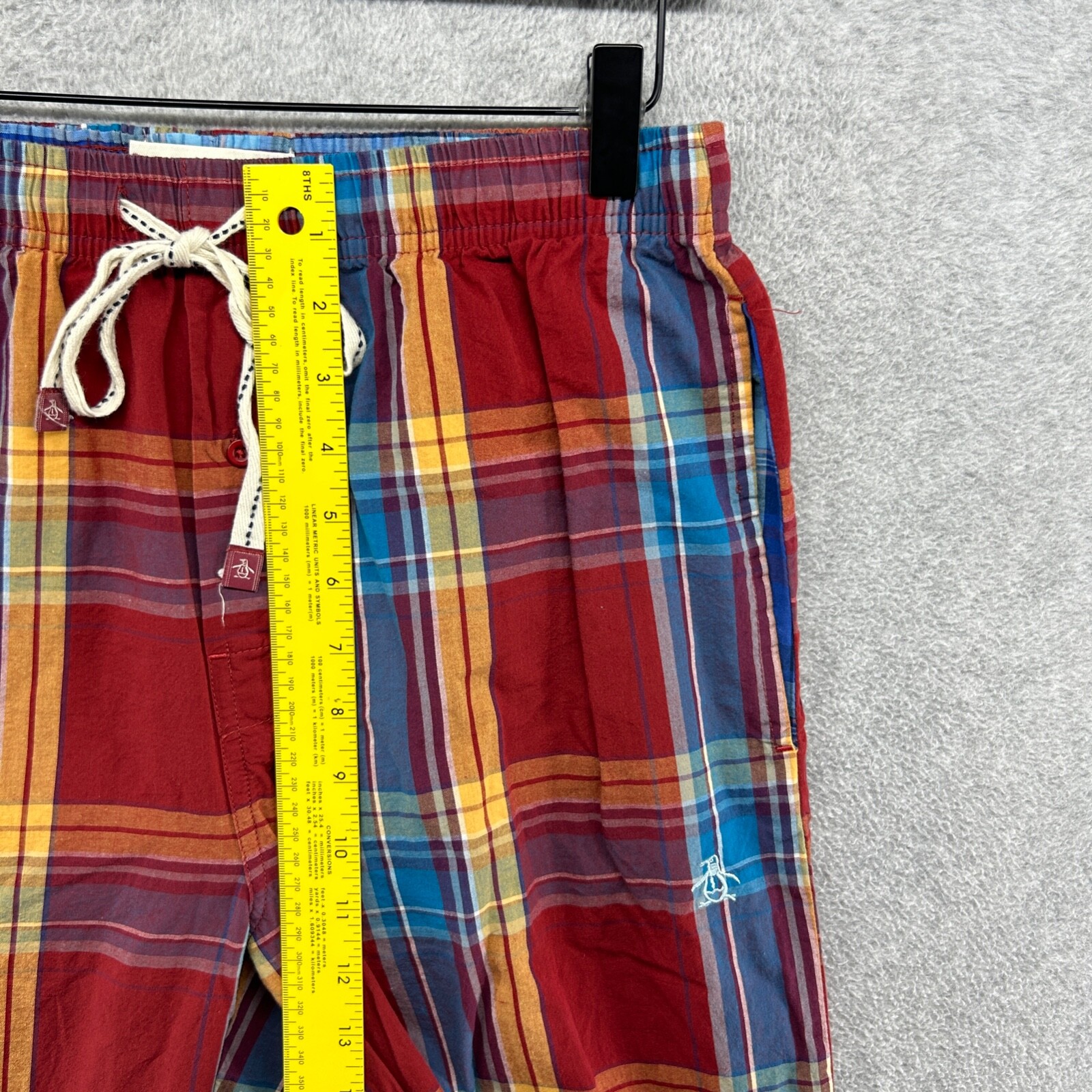 Penguin Munsingwear Men's Red Plaid Pull On Drawstring Pajama Pants