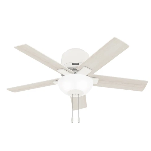 Hunter 44 inch Fitzgerald Matte White Low Profile Ceiling Fan with LED Light Kit - Picture 1 of 12