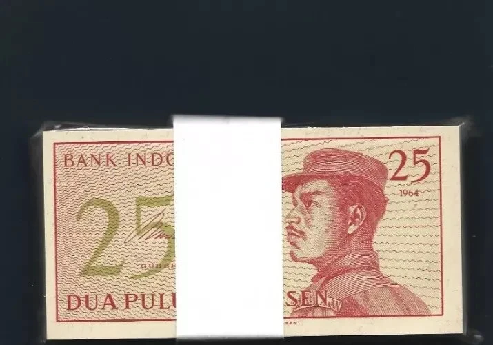 Indonesia 1 5 10 25 50 P-90 91 92 93 94 1964 x 100 Sets BUNDLE = 500 Pc UNC NOTE - Image 4 of 4