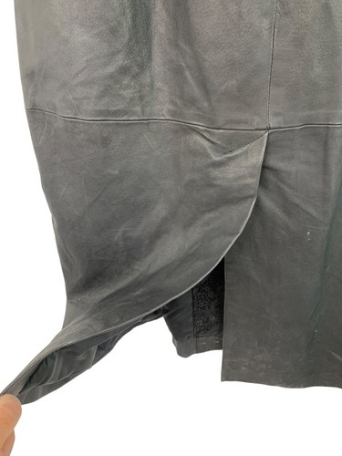 L/XL Vintage 80s Wilsons Leather Black Mid-Length Coat Relaxed Fit 8709 Dolman - Picture 7 of 11