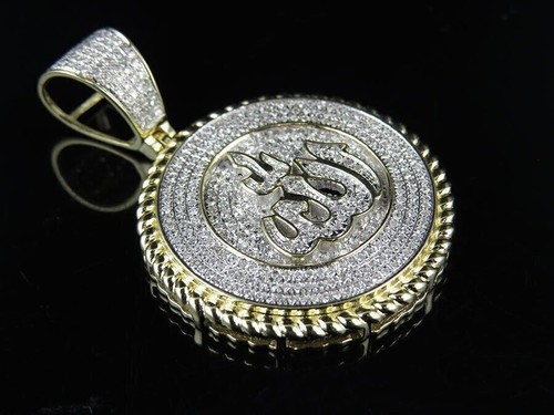 2Ct Natural Moissanite Allah Pendant 14k Yellow Gold Plated 925 Silver - Picture 5 of 6