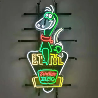 24''x20'' Sinclair Dino Gasoline Neon Sign Light Lamp With HD Vivid Beer Bar JY