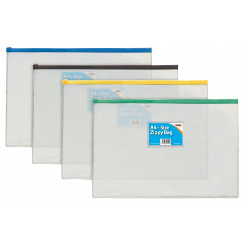 Pack of 12 A4+ Zip Document, Wallet Pouch - Foolscap Storage School Office Art