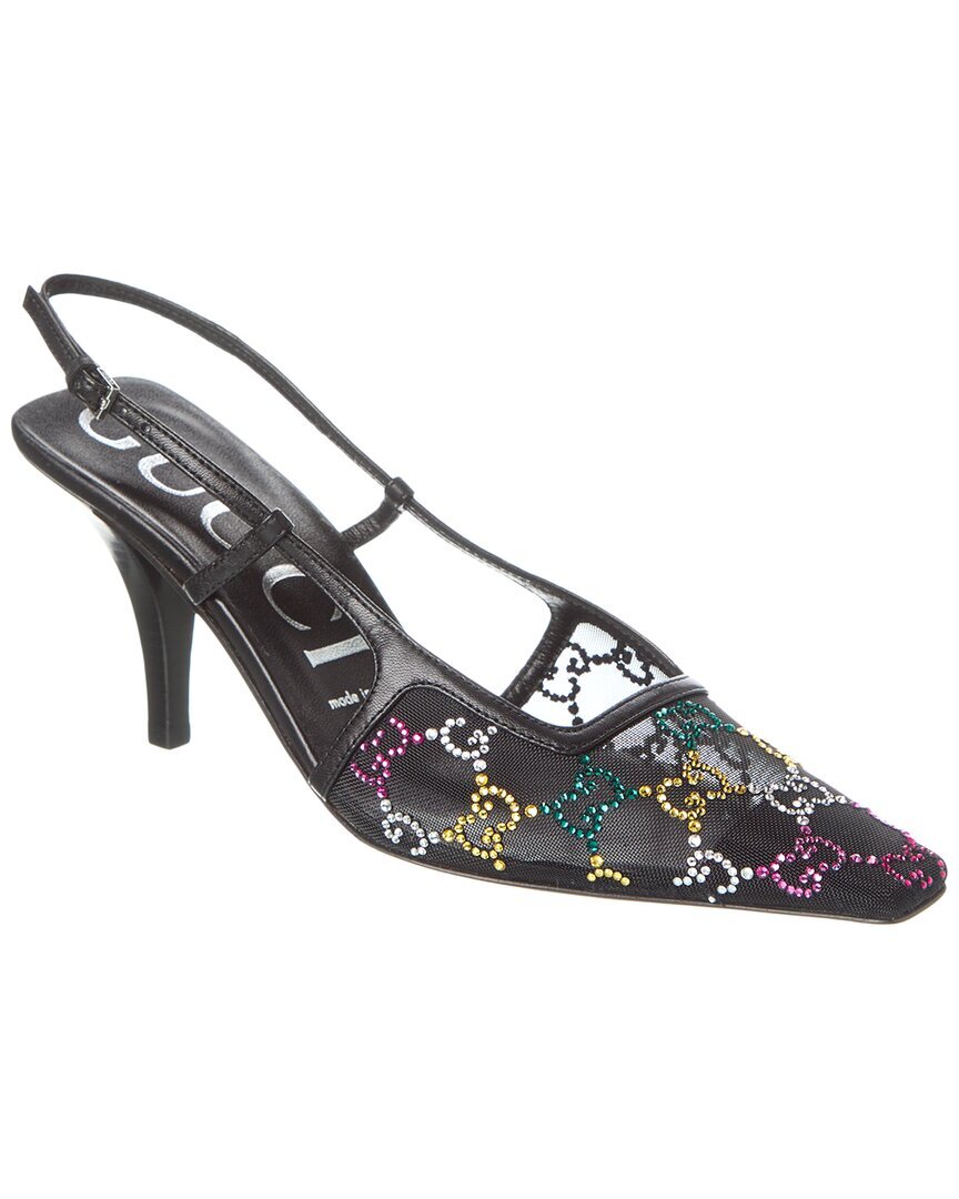Женские туфли-лодочки Gucci Gg на ремешке из сетки и кожи черный 365 193590₽