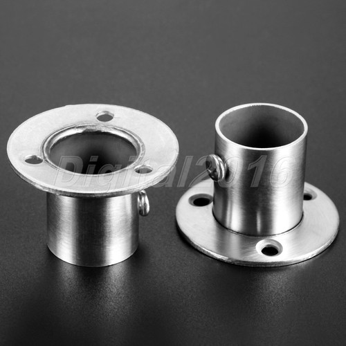 2pc Wardrobe Rail Supports Stainless Steel Rod Pole Socket End Bracket Flange - Picture 14 of 16