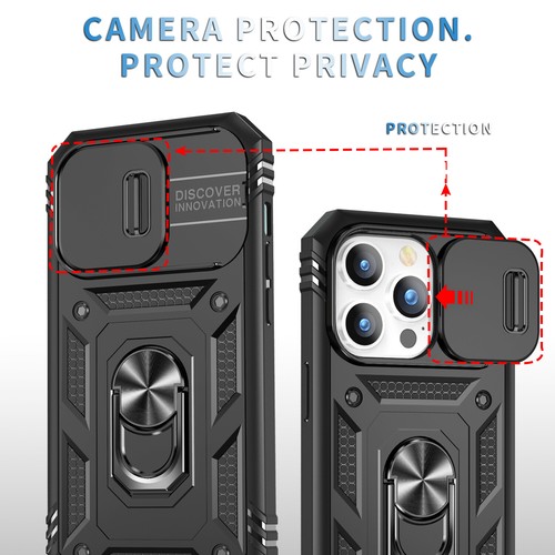 For iPhone 15 16 Pro Max 14 13 12 11 XS Ring Holder Stand Case Slide Lens Cover - Picture 41 of 102