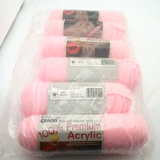 6 Skeins Vintage Yarn Soft Pink Color #2510 3 oz 4 ply Premium Acrylic Crochet