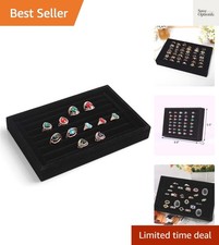 Black Stackable 7 Slots Jewelry Rings Earrings Tray Velvet Showcase Display O...