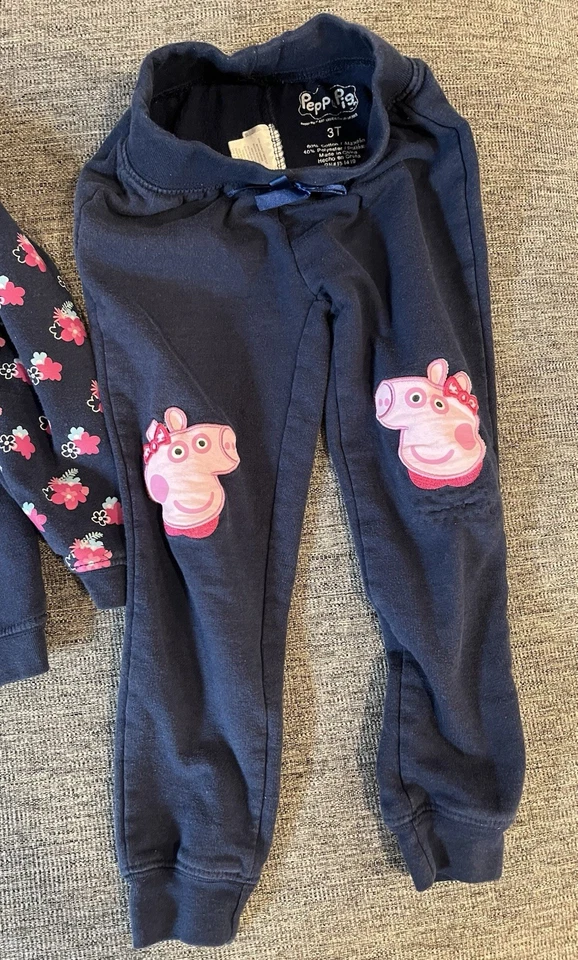 Conjunto de sudadera y pantalones deportivos azules Peppa Pig para niñas talla 3T - dañados Foto 3 de 4