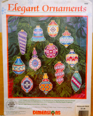 Dimensions Counted Cross Stitch Kit 9086 Elegant Christmas Ornaments NO THREAD