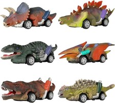 6 Pack Dinosaur Pull Back Cars for Kids Ages 3-5  T-Rex Toddler Kids Toy Set