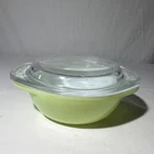 Vintage PYREX Light Green Glass Round Bowl with Lid 8 Ounce