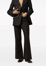 DDP Gorgeous Authentic Gucci GG Monogram Logo Black Wool Pants Trousers Size 38