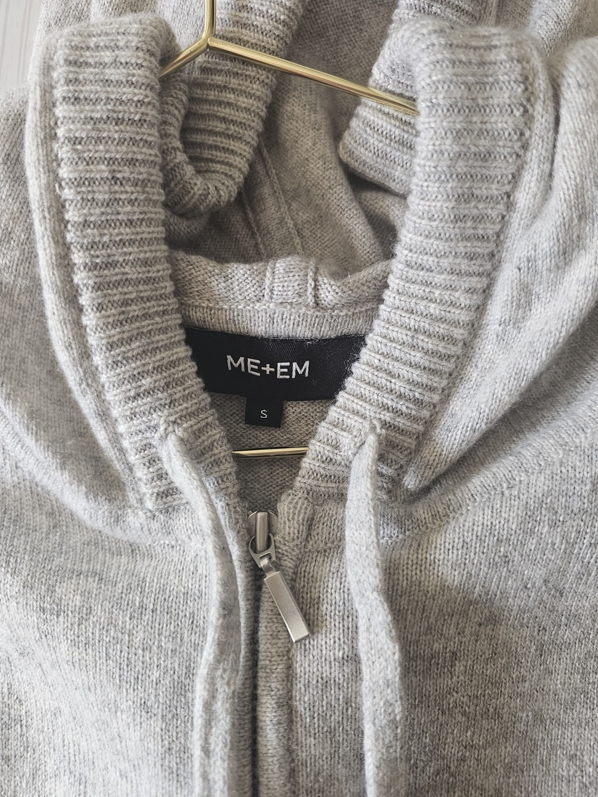 ME+EM 100percent Cashmere Sleeveless Zip Hoodie Size S Grey Hooded Gilet RRP £195 image 4