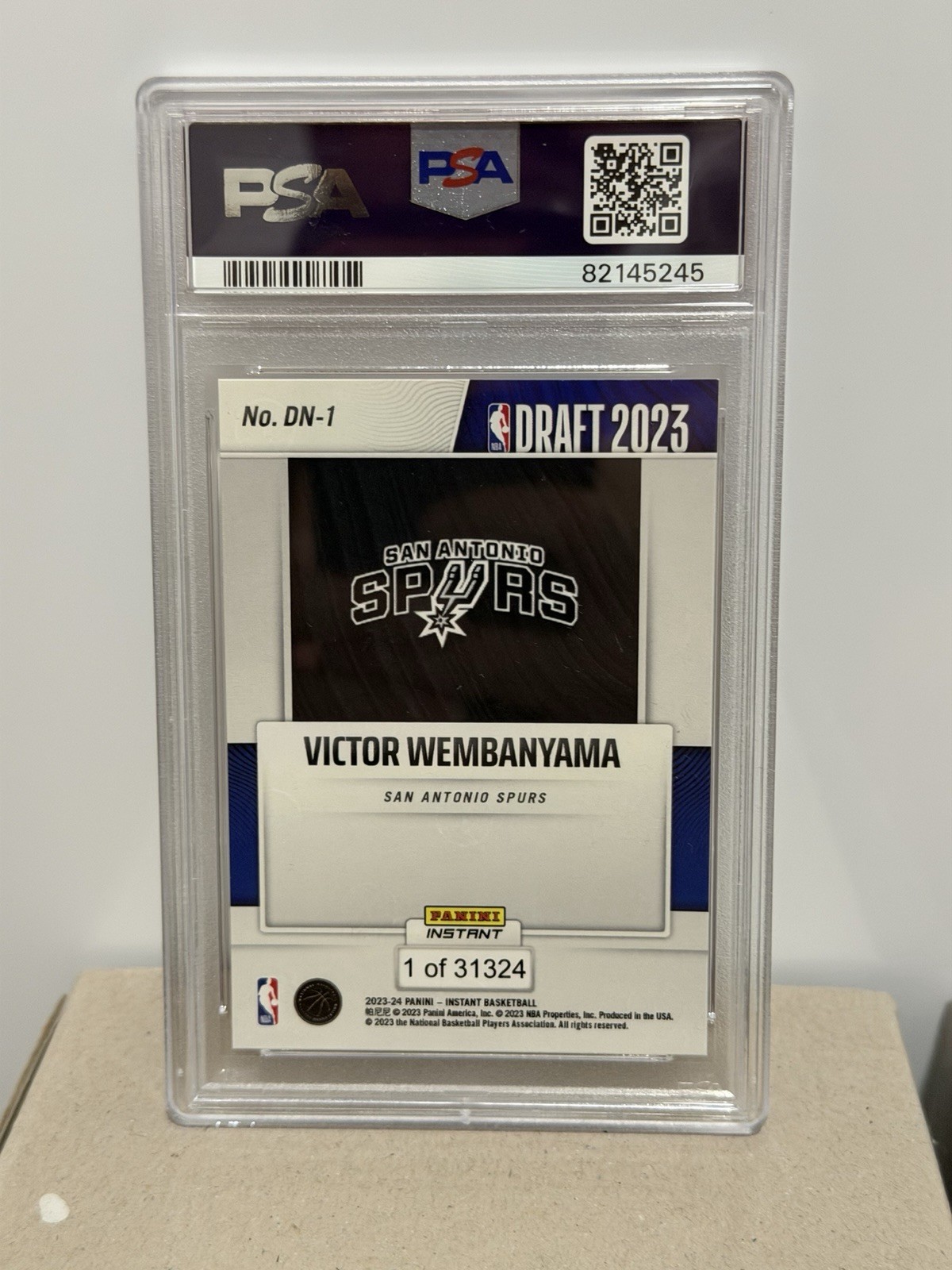 2023  Panini Instant #1 VICTOR WEMBANYAMA San Antonio SPURS Rookie Card RC PSA 9 view 2