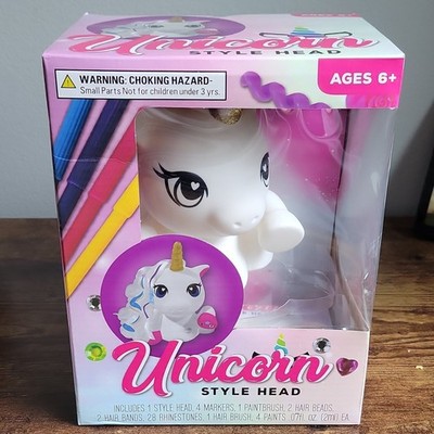 Unicorn Head Toy Set with Markers, Paints, Hair Bands, Beads & Rhinestones