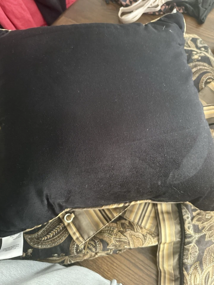 J. Queen New York Onyx Black Tan Blue Paisley Shams, Dust Ruffle, Panels, pillow - Image 3 of 3