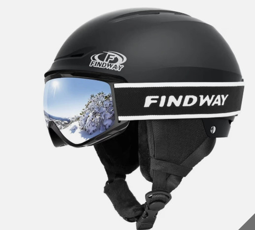 Findway Ski Helmet and Goggles Set, Snowboard with Large, Bl