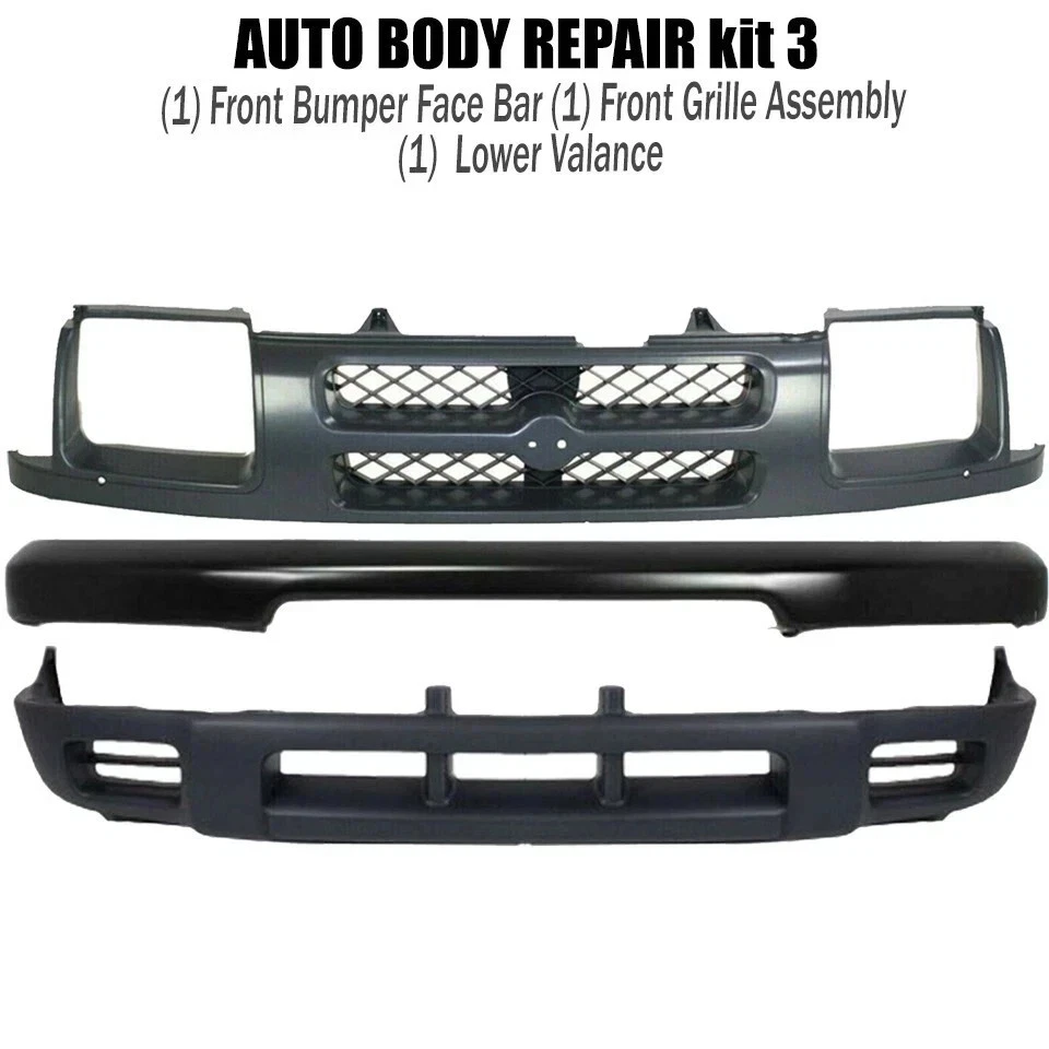 Front Bumper Face Bar Primed & Grille Assembly Kit For 2000-2001 Nissan Xterra - Image 2 of 4