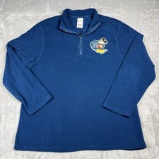 Disney Store Mickey Mouse Quarter Zip Blue Fleece Sweater Adult M