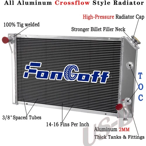 3-Row Aluminum Radiator For 77-1982 Chevrolet Corvette 5.0L 5.7L Base V8 CC718
