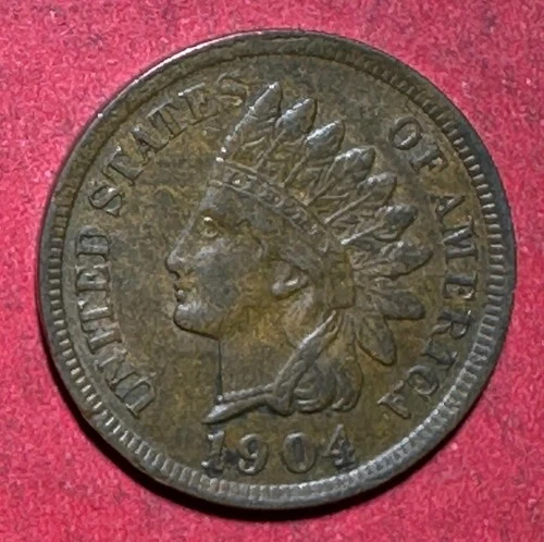 1904 US Indian Head Cent! AU Details! SHARP! Old US Coin!