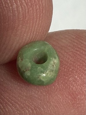Beautiful  Authentic Ancient RARE Mayan Apple Green Jade Bead from Belize 