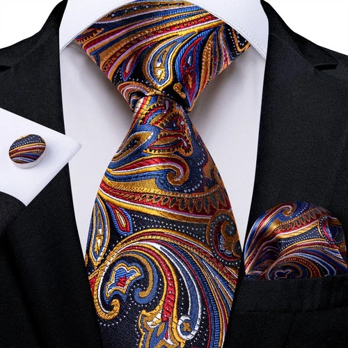 3 Pcs-Men's Tie Paisley Necktie Hankie Cufflinks Set Party Wedding Formal Gift