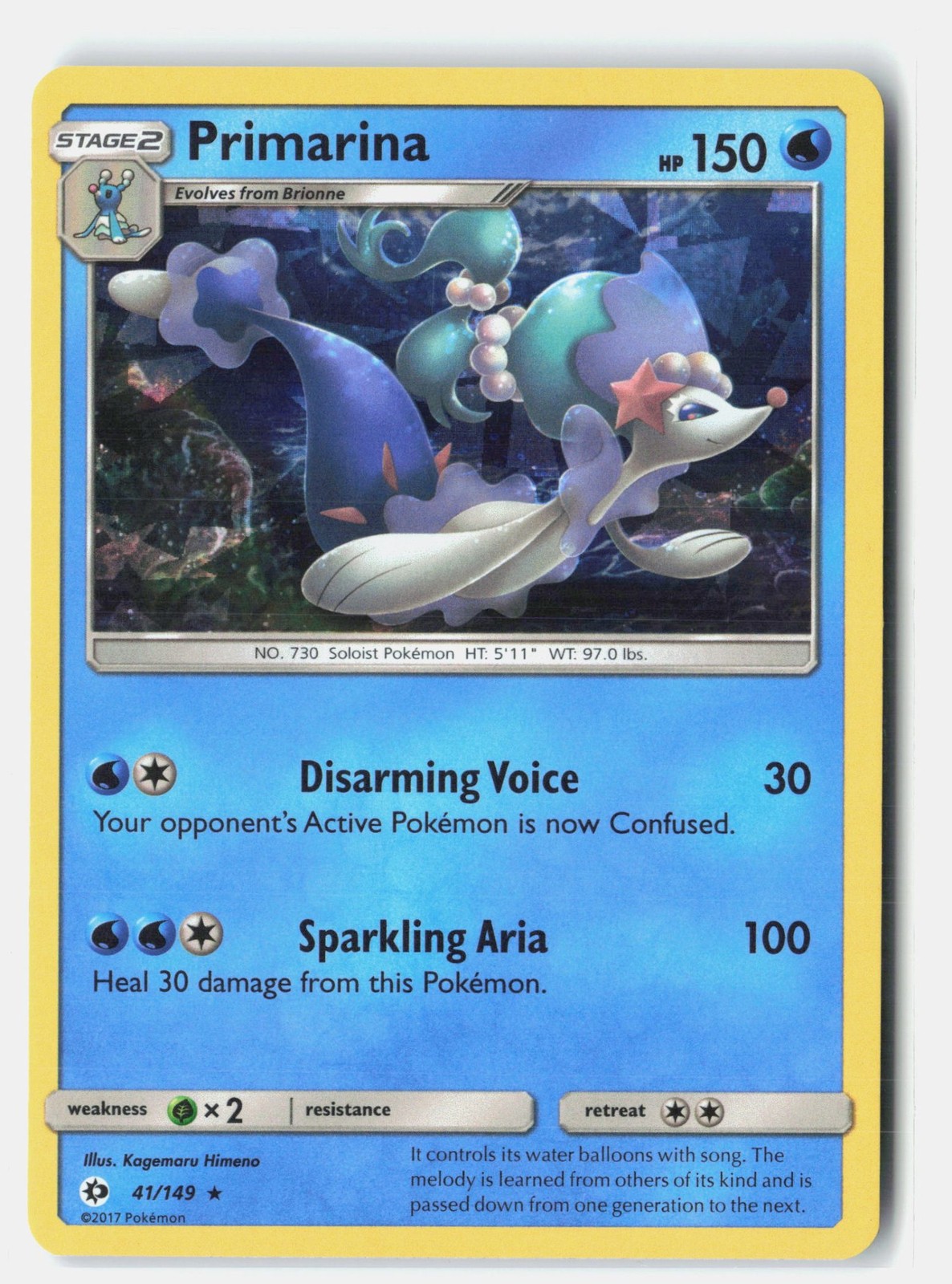 Primarina (Cracked Ice Holo) Holofoil NM EN 041/149 Deck Exclusives