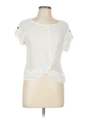 E&M Collection Women Ivory Short Sleeve T-Shirt L
