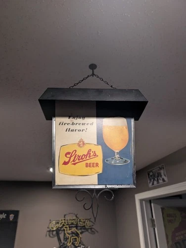 Rare Double Sided Strohs Beer Sign Vintage Advertising Read Description