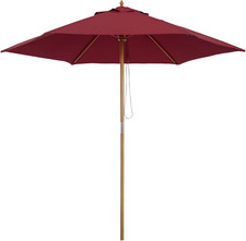 Image of 2.5M Wood Garden Parasol Sun Shade Patio Outdoor Wooden Umbrella Canopy, Table M