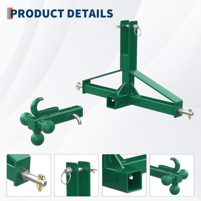 3-Punkt Quick-Hitch Receiver Kat.1 für Traktoren, 2'' Zugmauladapter hinten