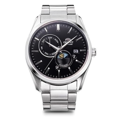 Orient Contemporary SUN & MOON Automatik Herrenuhr RN-AK0302B schwarzes Ziffe...
