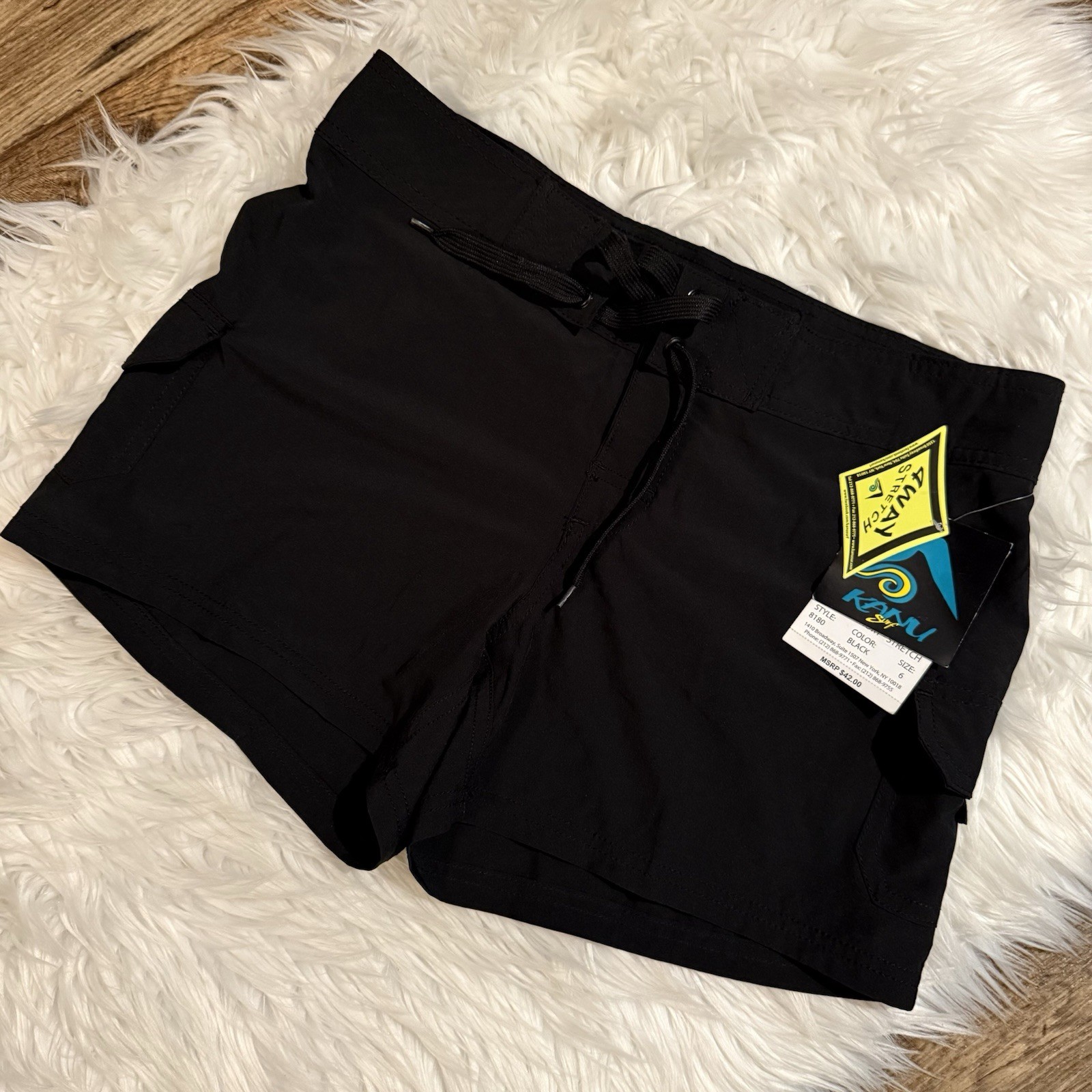 Kanu Surf Board Shorts Women’s Size 6 Black Breeze Swim Quick Dry UPF 50+ NEW