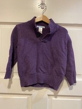 JANIE JACK Plum Purple Cotton Wool Blend Half-Button Pullover Sweater Size 2T