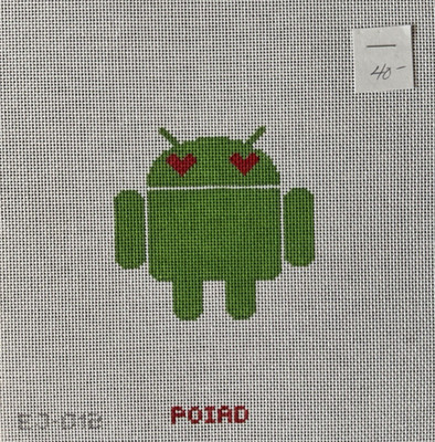 POIAD EJ-0 Needlepoint Canvas Hand Painted 18 Mesh / Love Android 3.5x3.5''