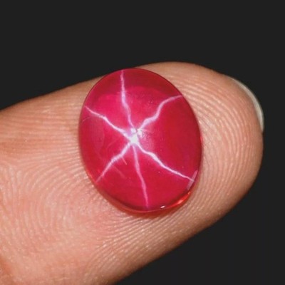 8.50 Ct Certified Natural Red Star Ruby 6 Rays Oval Cabochon Loose Gemstone