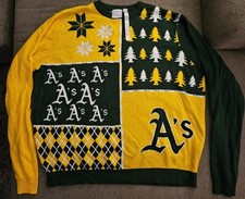 MLB Oakland Athletics A’s Ugly Christmas Sweater Green Gold XXL Vintage RARE🎄⚾️
