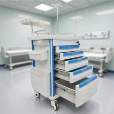 Medical Emergency Vehicle Nursing Beauty Infusion Cart Storage Cabinet 5 Drawer