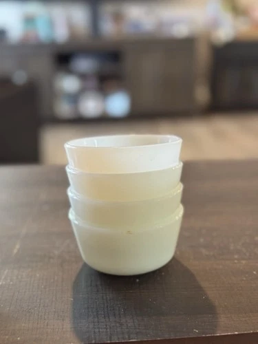 Set of four vintage Anchor Hocking Fire King milk glass custard cups