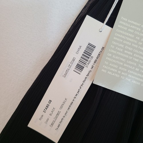 Worth 100% Silk Skirt sz 8P Black Pleated Bubble Hem Lined Side Zip Cocktail - Picture 9 of 10