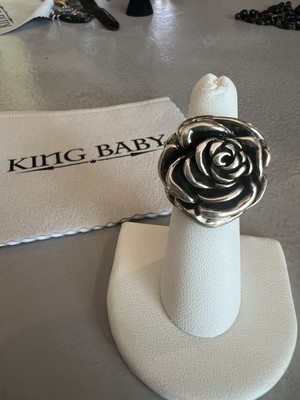 King Baby Large Rose Ring Size 6 Sterling Silver 925  Q20-5076 