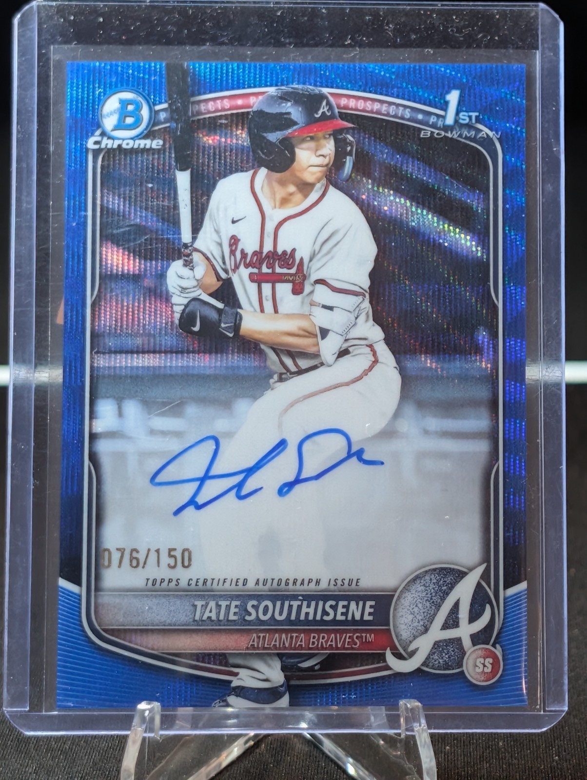2025 Bowman Draft Chrome 1st Blue Wave Tate Southisene Auto /150 Braves