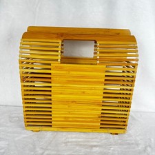 Bamboo Rectangle Shape Handbag Natural Beach Basket Collection Purse Summer Beac