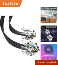 Flexible 3FT RJ11 Cable for Landline Phones and DSL Connection - Tangle-Free