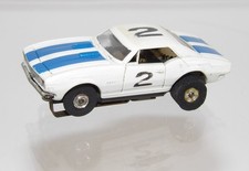 Aurora Thunderjet 1968 Wild Ones Camaro White/Blue Stripes Slot Car - Untested
